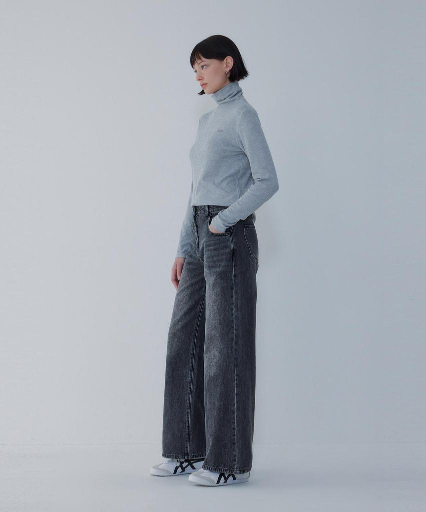 Bobeu Front Line Wide Denim Pants_Black 7156155003