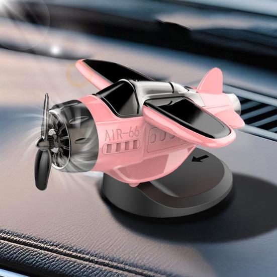 Solar Powered Airplane Car Ornament Dashboard Aircraft Model with Suction Cup 360 Degrees  Rotating Propeller Center Console Drift Accessory