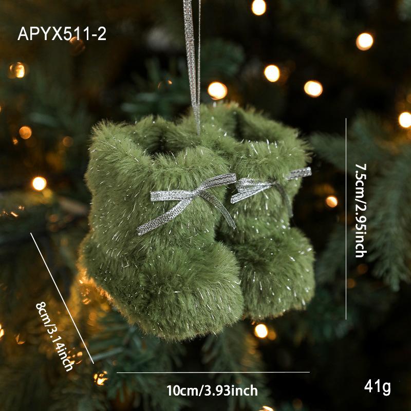 Christmas Decoration Mini Shoes Hanging Ornament Knitted Plush Shoes Pendant for Christmas Tree, Mini Christmas Ornament