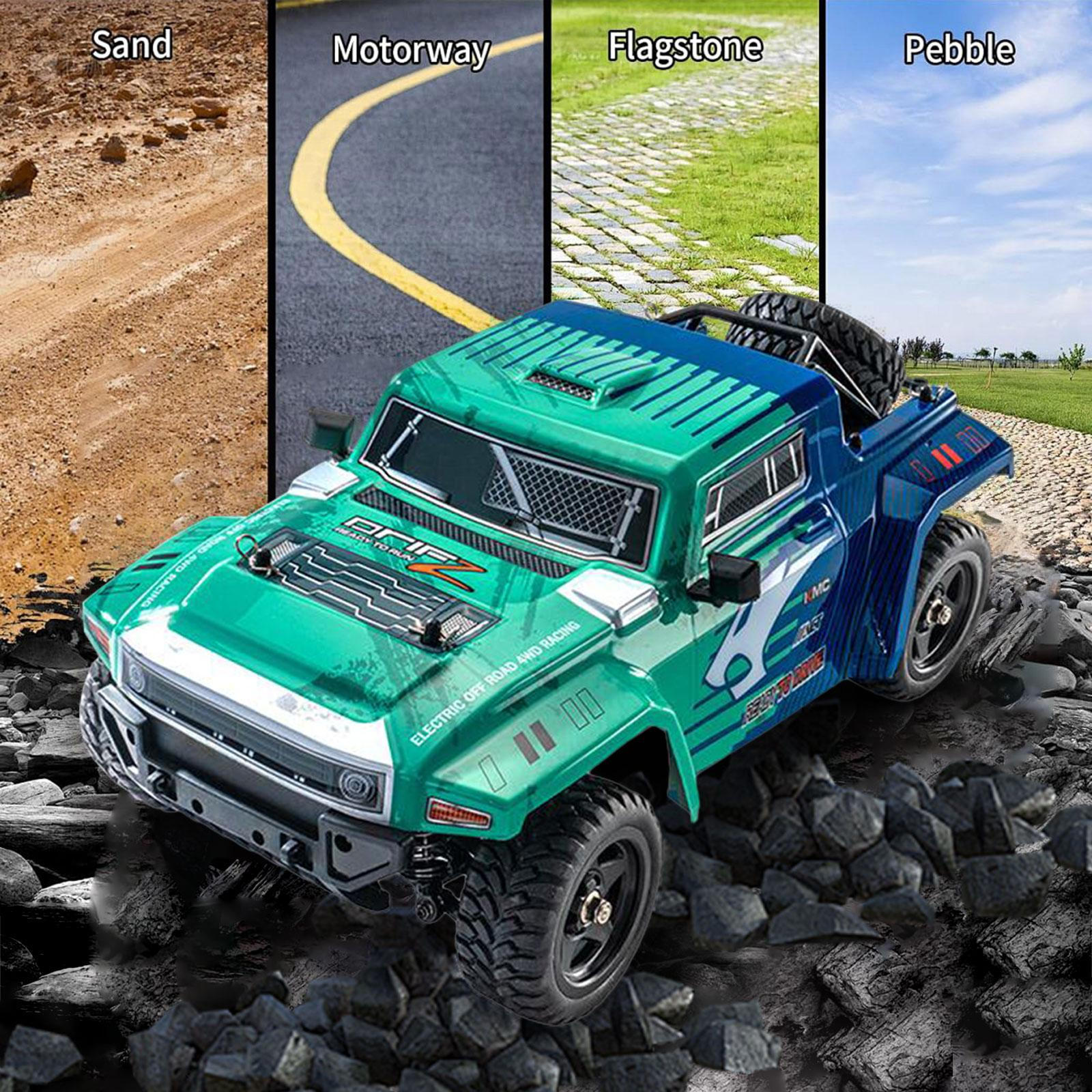 

1/12 RC Car Truck 4WD Electric Vehicle Sturd Simulation Crawler Remote Control for Children green two battery