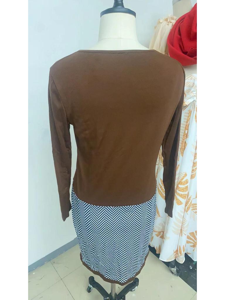 2022 European & American Autumn/Winter Slim Houndstooth Patchwork Dress