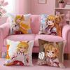 The H-Helpful Fox S-Senko-San Cushion Cover Plush Fabric Soft Double-Sided Printed Sofa Warm Winter Home Gift Pillow Cover