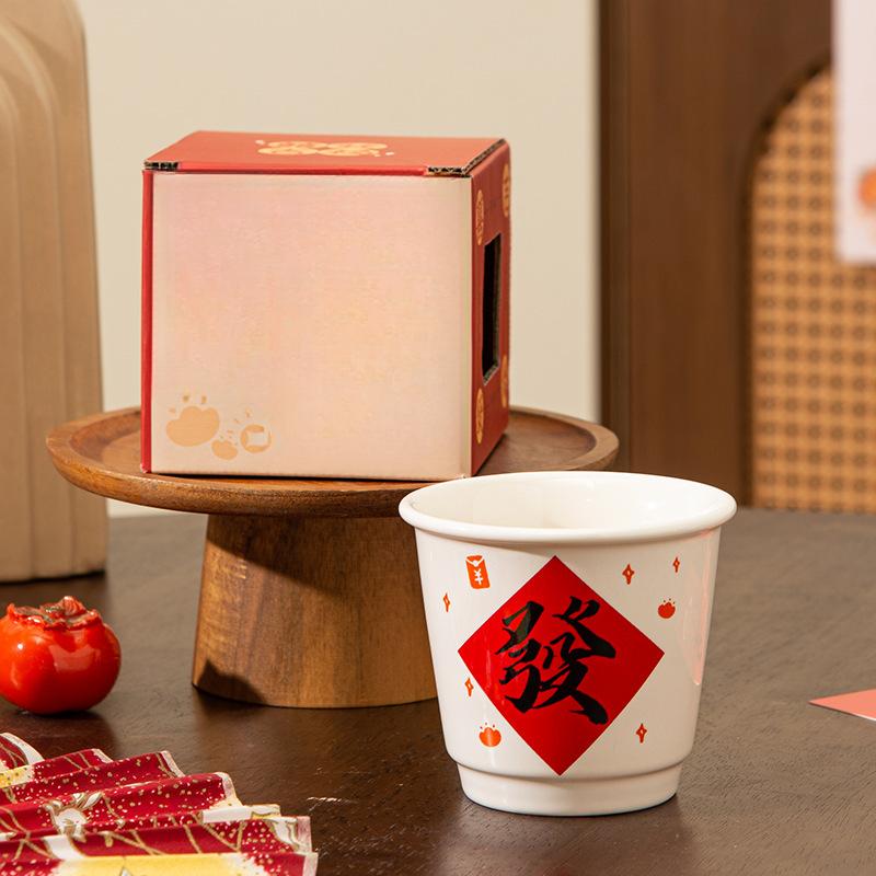 

Новогодний креативный текст Керамическая труба Повседневная чашка Праздничная чашка для кофе с надписью «Удача» Чашка для питьевой воды Сувенирная подарочная чашка 230ml