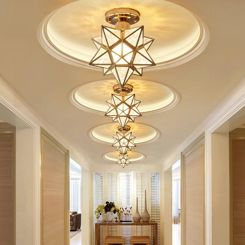 Modern Indoor Ceiling Light AC110v 220v Nordic Crystal Ceiling Lamps Aisle Staircase Ceiling Decoration Lamp E27 Surface Light