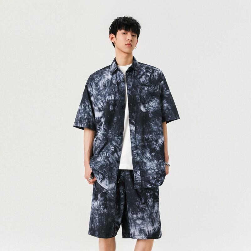 Men's Short-sleeved Shirt Sportswear Set Casual Versatile Beach Two-piece Suit