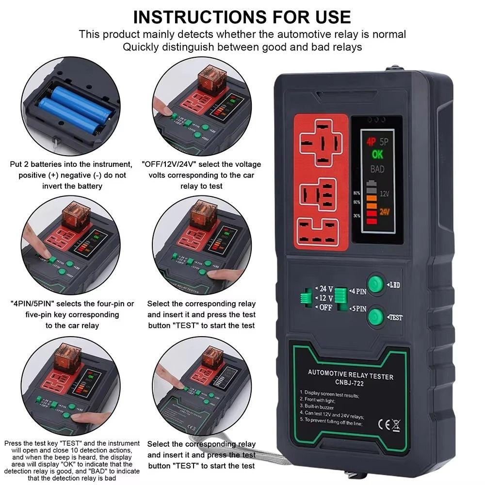 LED Display Electronic Automotive Relay Tester Universal Auto Battery Checker  Diagnostic Tool