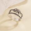 925 Sterling Silver Plated Sun Moon Sunflower Heart Rings for Women Original Flower Wedding Crystal Luxury Jewelry R5375