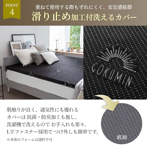 GOKUMIN Memory Foam Mattress, 5cm Thick, Antibacterial and Deodorizing, Perfect for Those Who Don't Like High-Rebound Mattresses (Premium White, Semi-