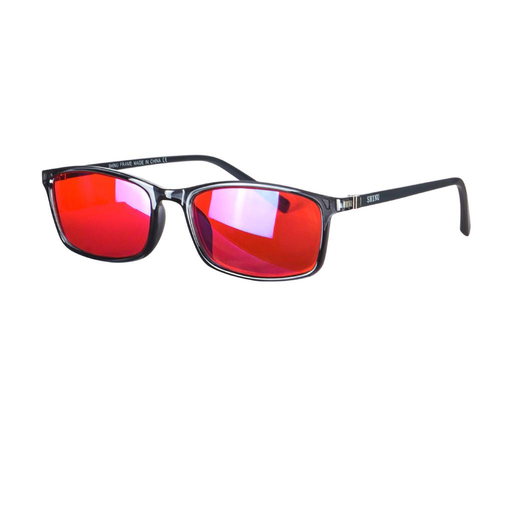 Anti Blue Light Glasses Men Square Frame Shape Red Lens Full Blocking for Good Sleep Orange for Long Time Working with Bluelight