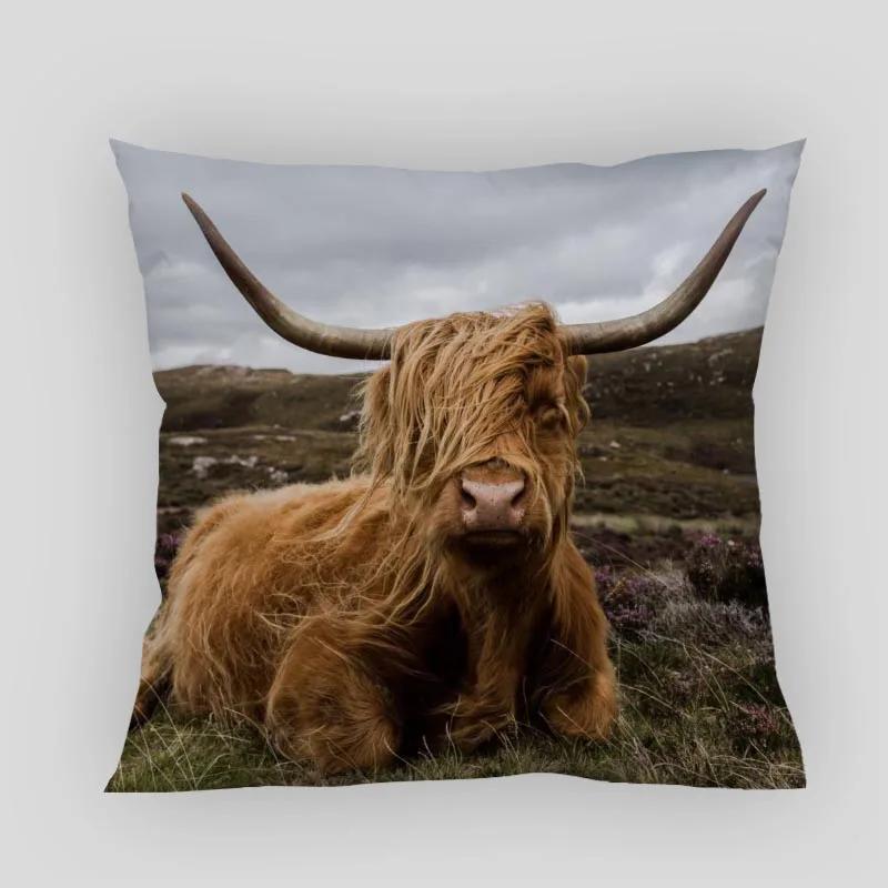 Highland Cow Pillow Cover Customize Pillowcase Modern Home Decorative Pillow Case For Living Room 45X45cm,40X40cm