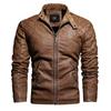Men's European and American style leather jacket Men's fashion slim-fit locomotive PU leather jacket velvet