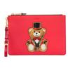 Logo Embossed Zipper Closure Bear Leather Wallet Clutch Women Wallets Red 7A8429-8210-1115