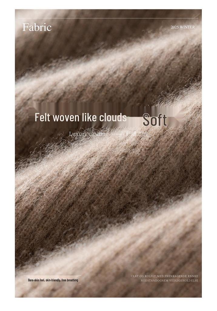 Women's High-Neck Cashmere Sweater - 2025 Autumn/Winter Collection, Half-Zip, Loose Fit, Warm, High-End Knitwear
