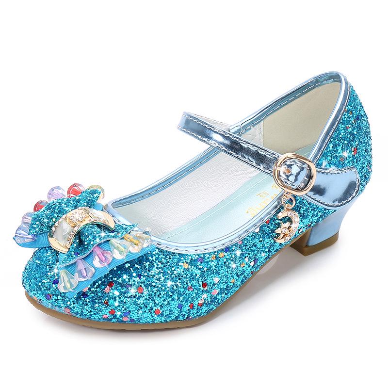 Nuove scarpe autunnali con paillettes, scarpe da principessa in pelle