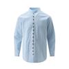 Camicia da uomo in cotone e lino, stile retrò, taglie forti, tinta unita, a maniche lunghe, con bottoni e collo alto, primavera autunno, all'aperto