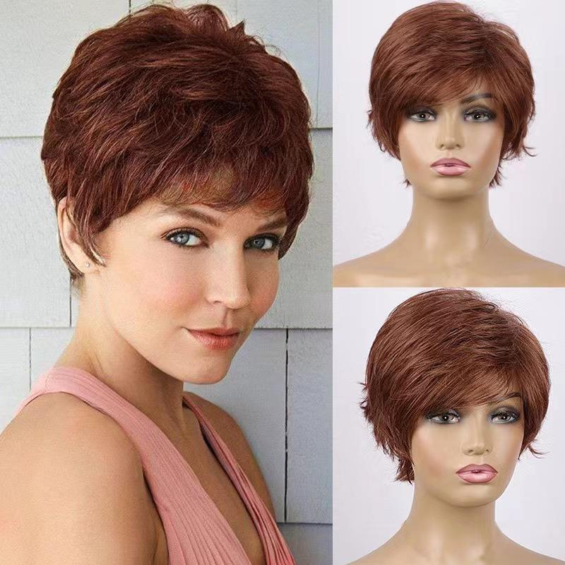 

Fashionable Women s Short Curly Hair Micro Roll Wigs Synthetic Full Head Cover