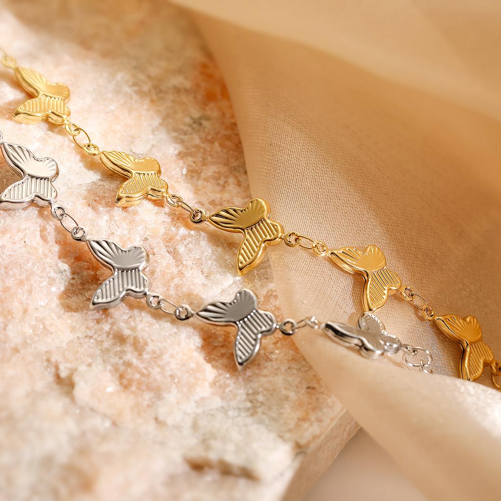 Waterproof Stainless Steel Gold Bracelet Dainty Sweet Gold Butterfly Bracelet Elegant Daily Wear Traditional Jewelry for Women