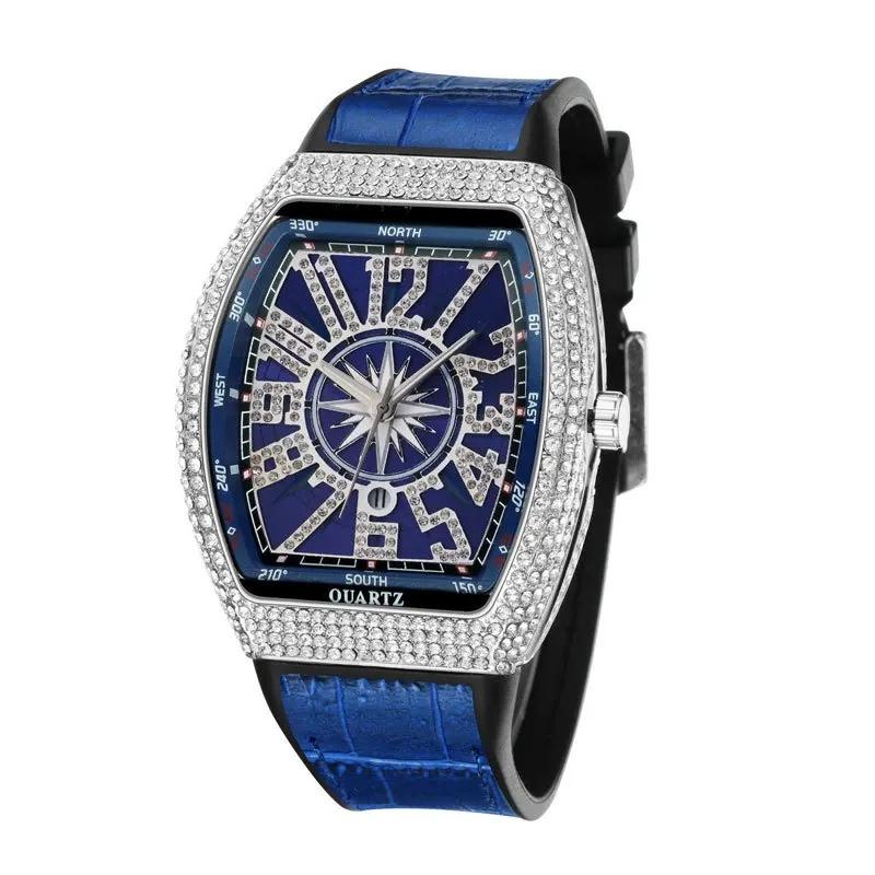 Men Wristwatch Automatic Quartz Clock Male Rhinestone Arabic Numeral Dial Watch