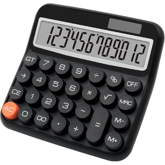 Black Calculator, Big Button Calculator with Large LCD Display, Black Office Desk Accessory for Offices, Schools, Homes and Businesses