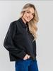European & American Oversized Warm Lapel Half-Zip Solid Color Hoodie Jacket