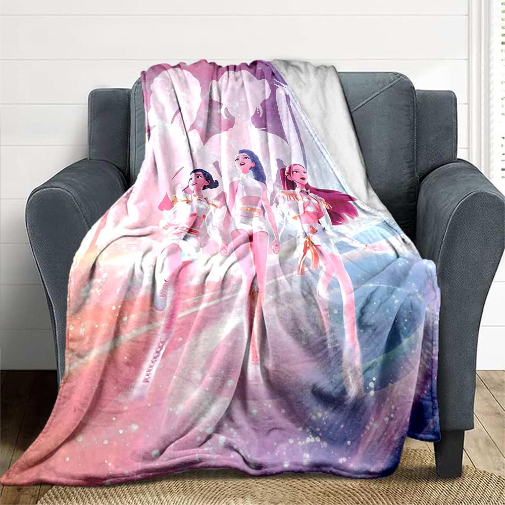 1pc HUNTRX, K POP Soft Comfortable Blanket Digital Print, All Season Multipurpose Knit Fabric Bedding, Office, Sofa Home Decor Blanket