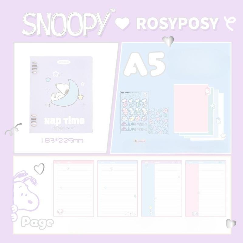 RosyPosy soft set, Snoopy joint loose-leaf book, student A5/B5 horizontal line workbook notebook