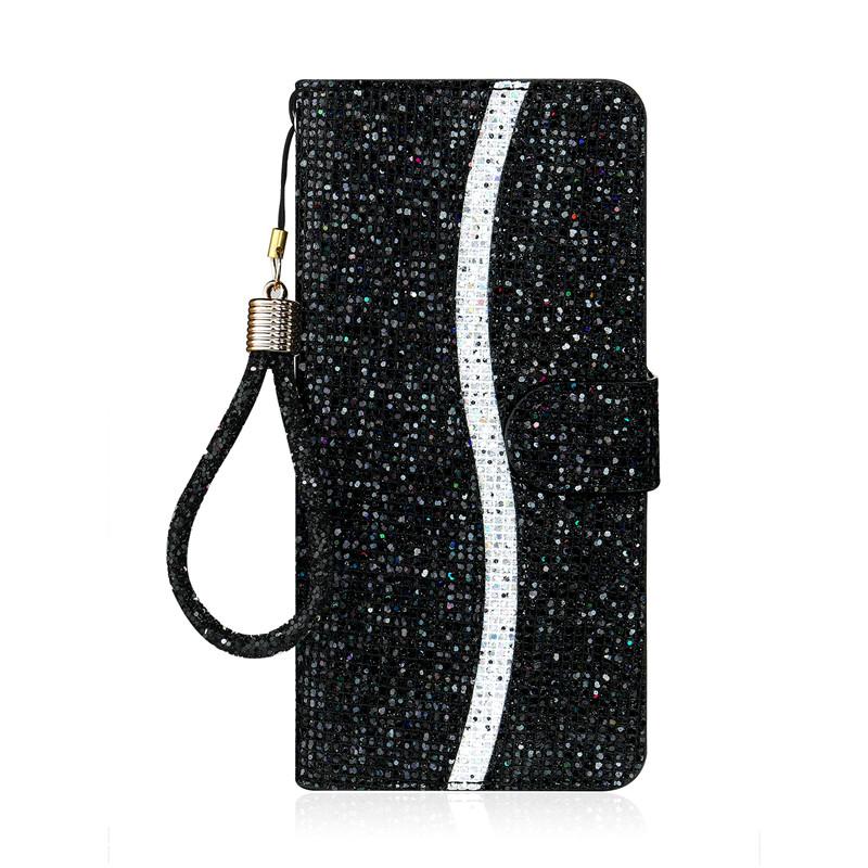 

Glitter Leather Case For Redmi Note 11 10 9 8 Pro 7 11S 10S 9S 8T 10T Flip Book Case Cover For Xiaomi Mi 9T Poco M5s M3 M4 Pro Redmi 6-Case & Strap чёрный