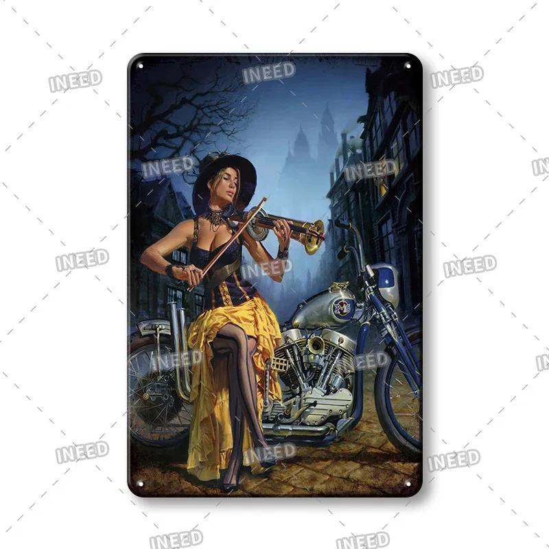 Retro Sexy Beauty Aluminum Poster - Men's Metal Plaque, Garage Cave Workshop Wall Decor