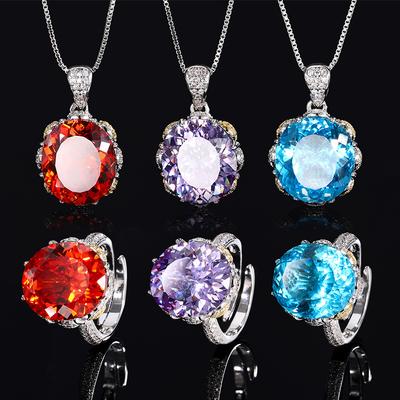 Jewelry Simulation Bird'S Nest Aquamarine Orange Light Luxury Egg Shape Set Main Stone 14 * 16