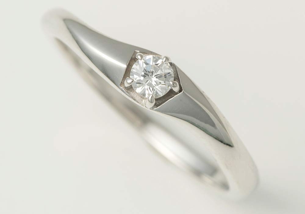 [Wish Upon a Star Twinkle] Silver 950 Simple One-Stone Ring WUSR-1773 Size 13 / White Gold