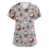Women's V-Neck Print Scrub Top with Pockets and Side Slits, Short Sleeve Caregiver Uniform Shirt