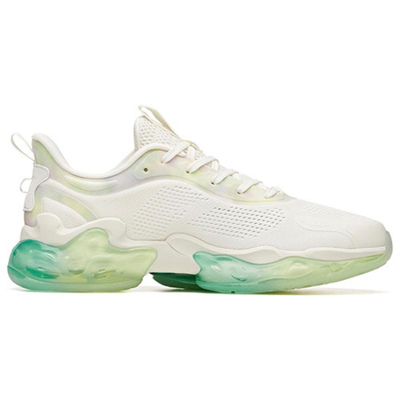 Anta Shock Absorbers With Slip Resistant And Abrasion Resistant Properties Low Top Running Shoes Men's White Green Sneakers 112035501-2