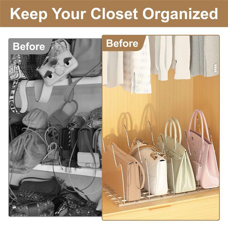 A84X-Purse Organizer For Closet, 8Pcs Adjustable Clear Handbag Storage Organizer, Shelf Dividers For Bedroom, House, Office