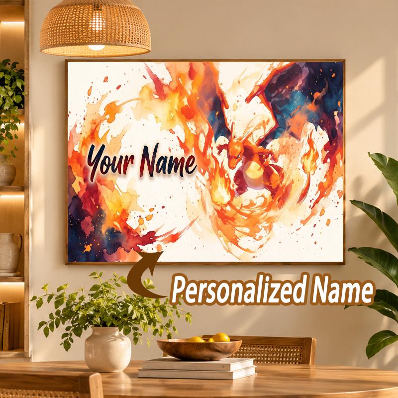 Charizard Custom Name Diamond Painting Personalized 5D Full Drill DIY Diamond Art Home Decor