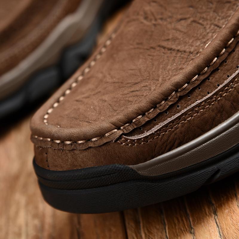 Men's Genuine Leather Hiking Shoes Lace Up Outdoor Casual Sneakers