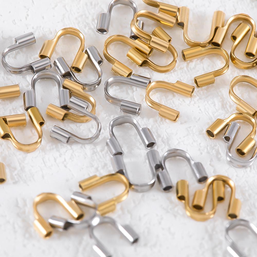 10pcs 30pcs Stainless Steel Gold Wire Protector Wire Guard Guardian Protectors Loops U Shape Clasps Connector DIY Jewelry Making