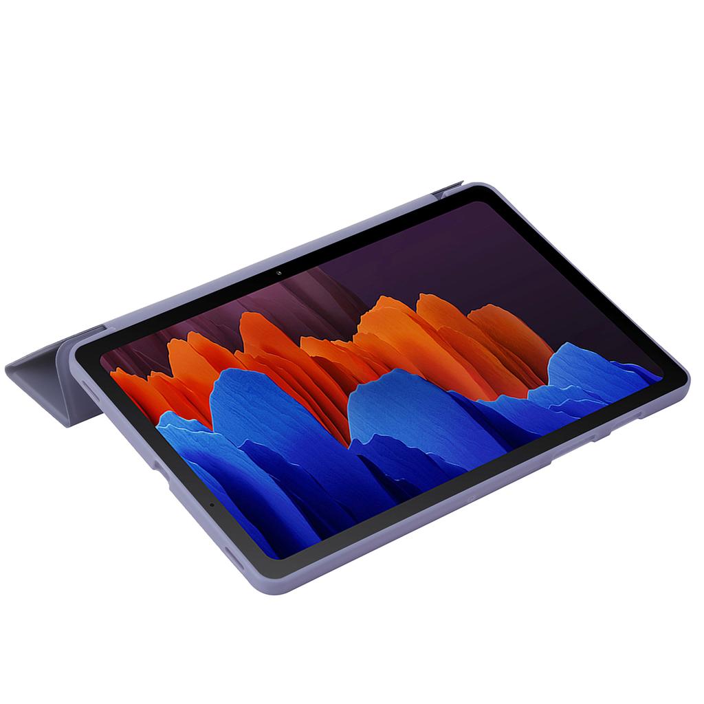 For Samsung Galaxy Tab S10+ Case PU Leather+Silicone Tri-Fold Stand Tablet Cover