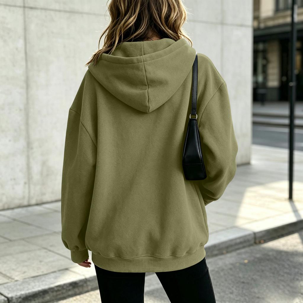Damen Oversized Hoodie Sweatshirt Lässiger Langarm Pullover