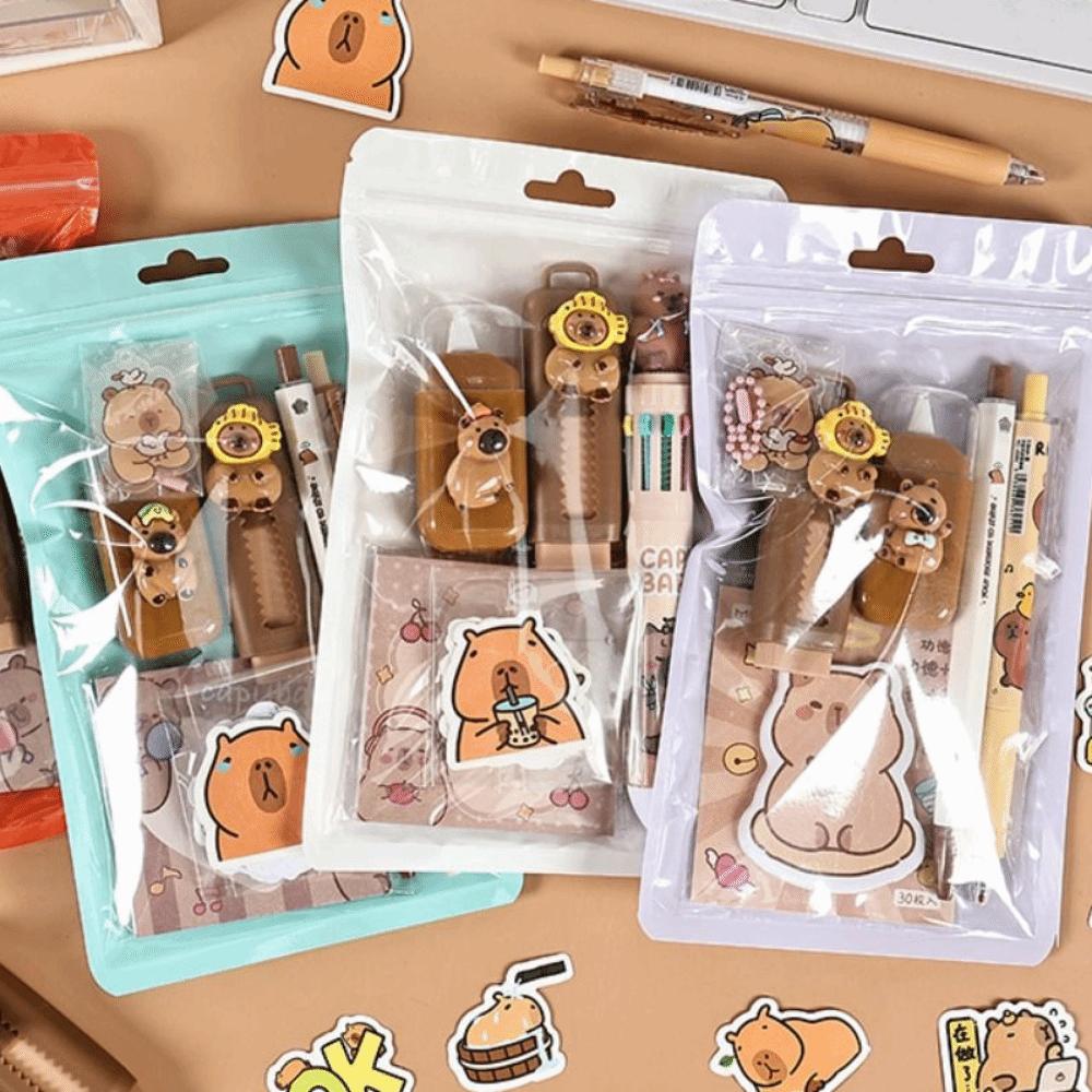 Cartoon Capybara Stationery Set Kawaii Student Tools Gift Kit Kids Stationery