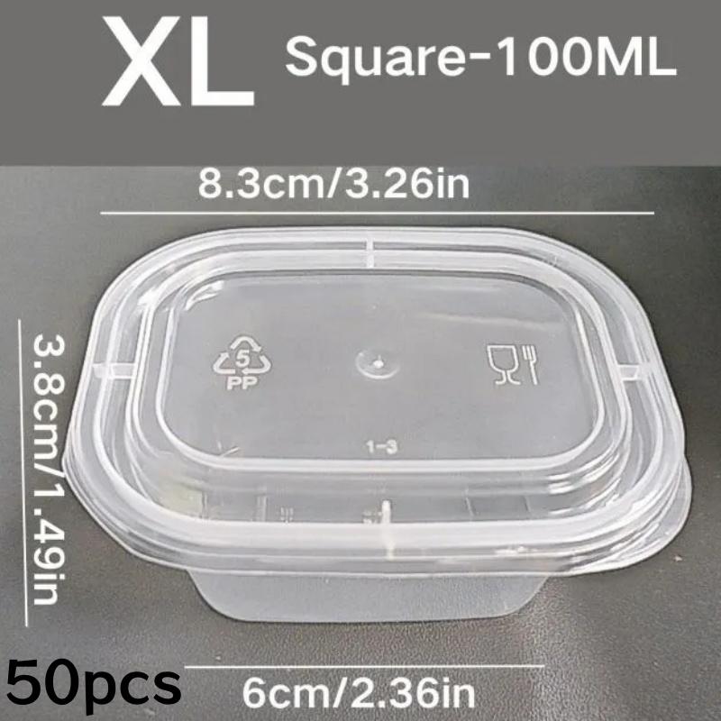 50Pcs Disposable Plastic Sauce Cup With Lids Food Box 25/50/100ml Vinegar Soy Packing Storage Containers Kitchen Organizer Tool