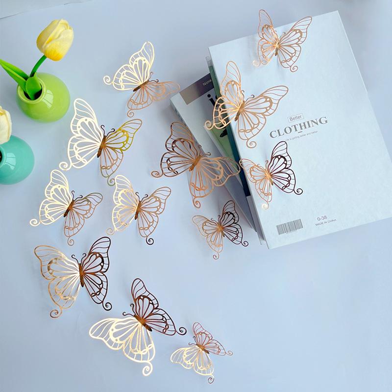 

3D 12 PCS Hollow Butterfly Wall Decals Polka Dot Stickers for Kids Room Living Room Holiday Festival Decoration шампанского