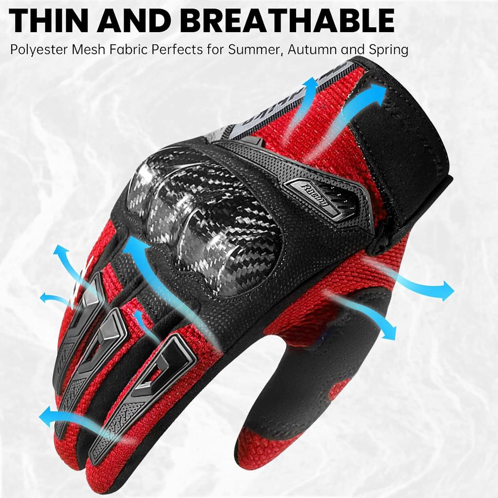 Motorcycle Gloves Touchscreen Motocross Dirt Bike Riding Glove With Carbon Fiber Protective Hard Knuckles For Men Women Model MD66