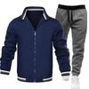 Mens Casual Tracksuit Long Sleeve Zip Jacket Pants Set Sportswear