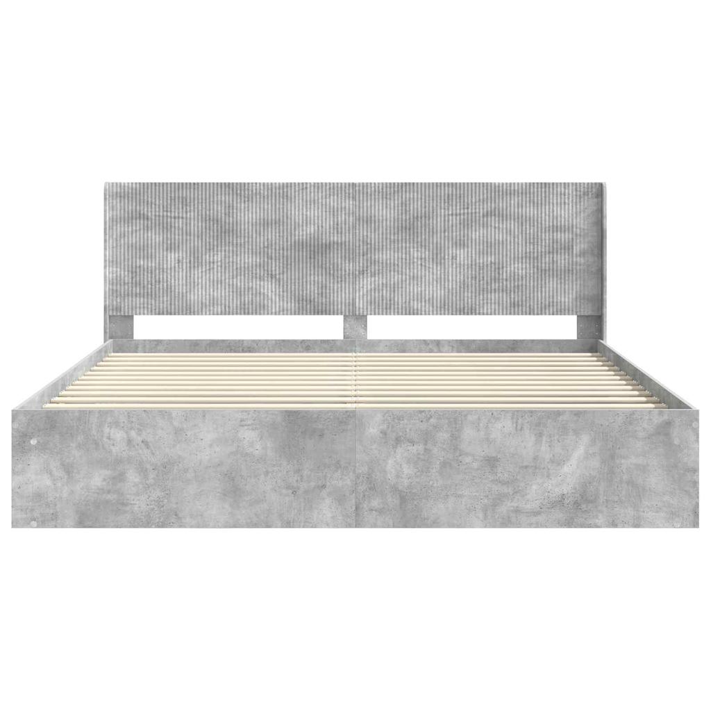 Bed Frame with Storage Space and Headboard Concrete Grey 180 x 200 cm