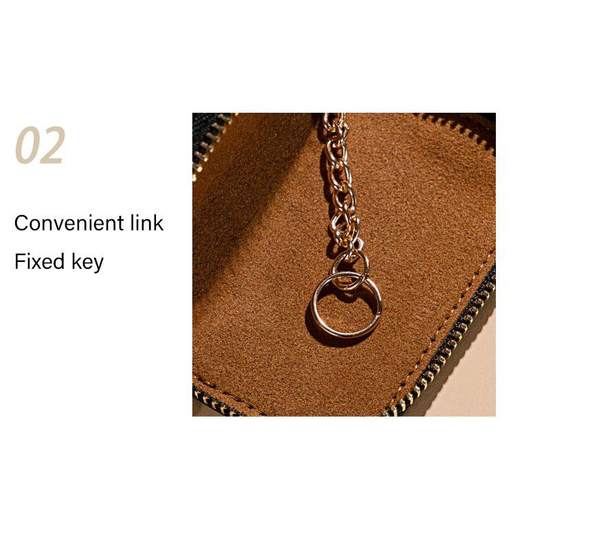 Mini Key Pocket PU Leather Key Case Car Key Holder 14*5.5*2cm Keyring Wallet For Personal Use Travel Essential