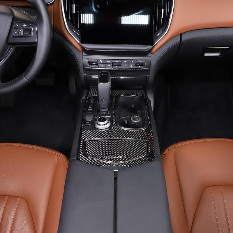 Soft Carbon Fiber For Maserati Ghibli 2014-2026 Car Center Control Gear Panel Cover Trim Sticker Car Accessories