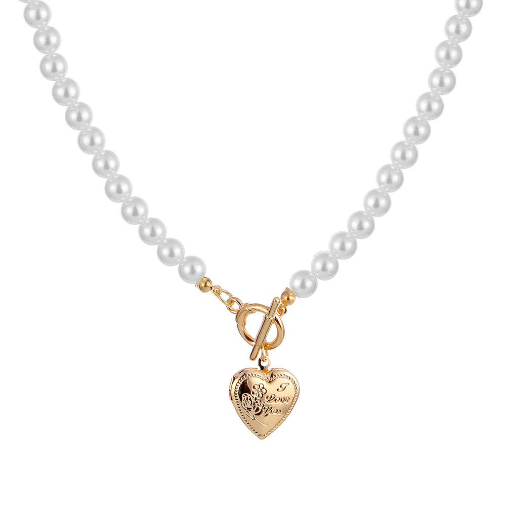 Collana Trendy con Ciondolo a Cuore per Donna - Catena Minimalista per la Clavicola con Chiusura OT per uno Stile alla Moda