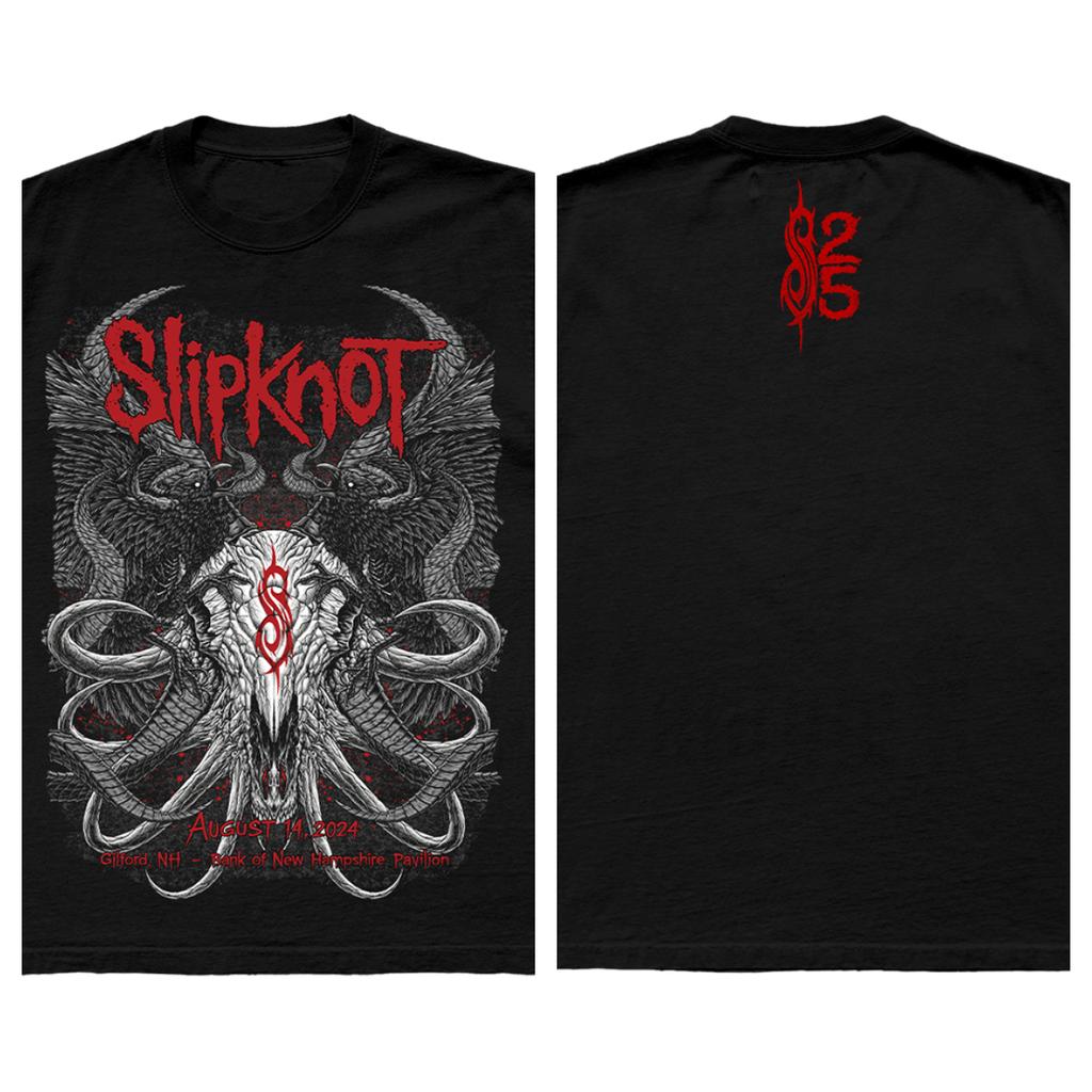 Slipknot 25. Jubiläum Skelett Ratte Schädel Doppelseitiges Vintage T-Shirt, Unisex Nu-Metal Fan Streetwear Tee, 100% Baumwolle Lässiges Kurzarm Oberteil