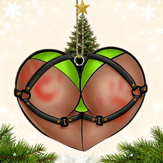 Naughty Heart Harness Ornament Playful Acrylic Christmas Tree Decor Festive Hanging Decoration Fun Holiday Gift for Friends And Family