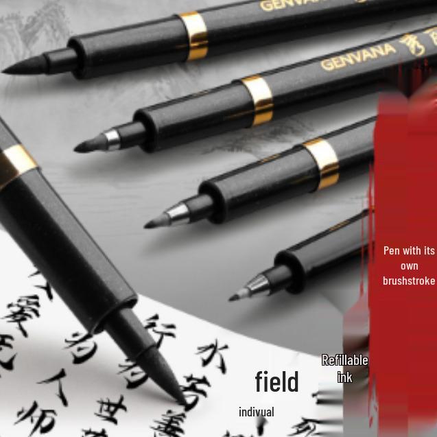 Jinwannian Refillable Calligraphy Pen Set - Soft Tip, Medium, Small, Extra Fine, Student Practice